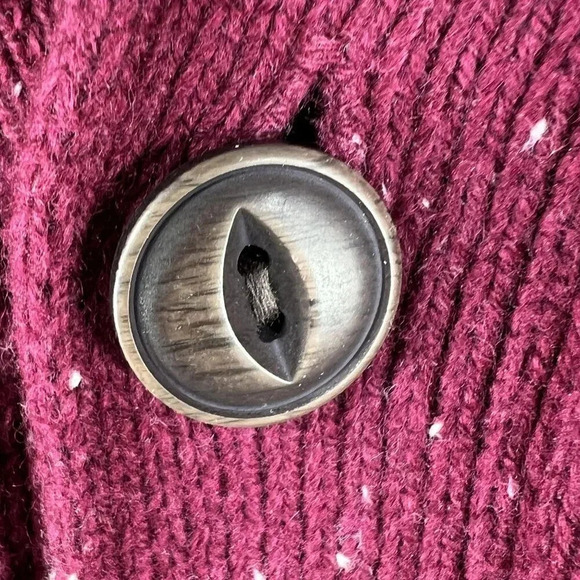 VTG Y2K 90s Gap Mens L Burgundy Cardigan Sweater Pockets Wool Blend Grandpacore - Picture 12 of 16